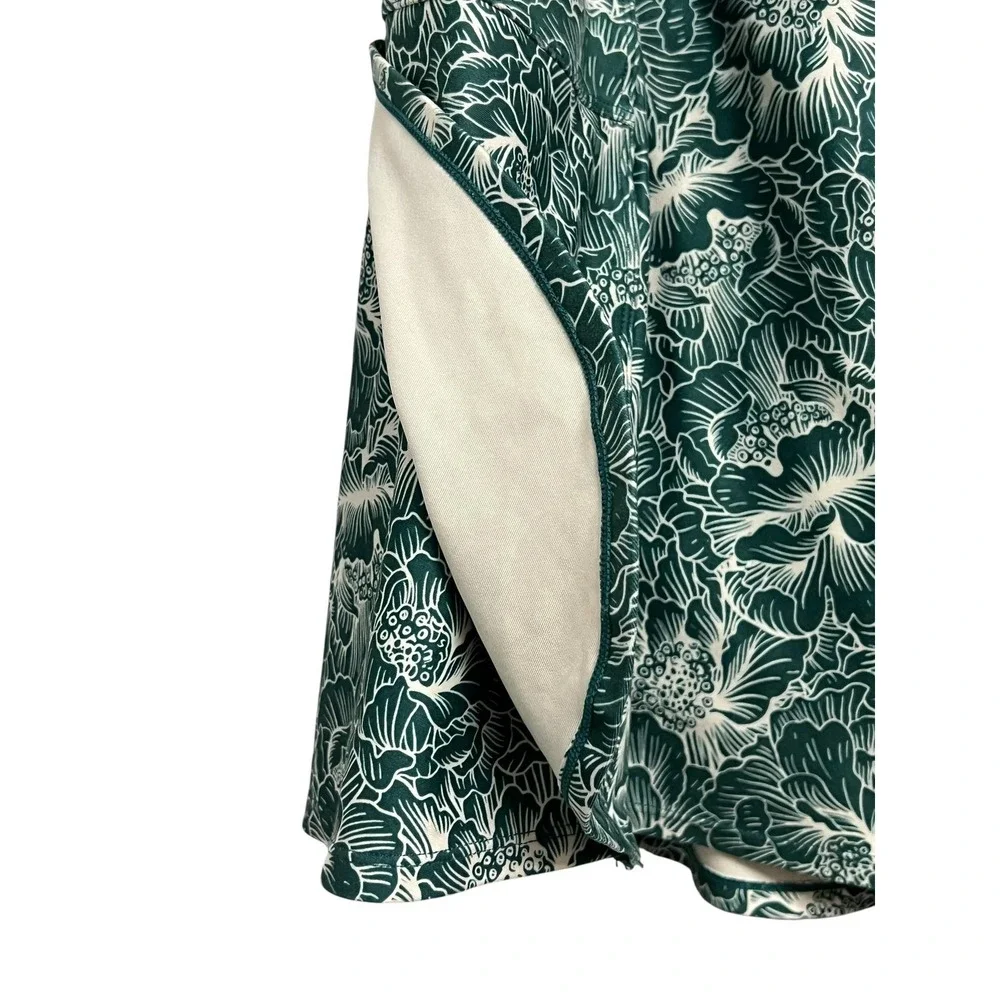 Freely Skort Womens Large Green Floral‎ Pull-On Lined Athletic Stretch Pockets